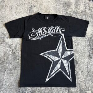 SoCal No Fear Mens Graphic T-Shirt Black Star Logo Y2K Skate Tee Small